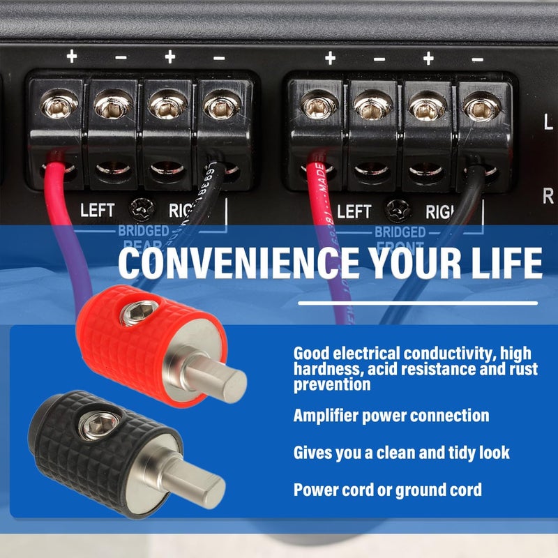 BOJACK Amp Input Reducer 1/0 Gauge to 4 Gauge Reducer Car Stereo Power/Ground GA adapters with Red/Black Silicon Covers and Hex Tool for Car Audio Systems (Pack of 2) - Image 4